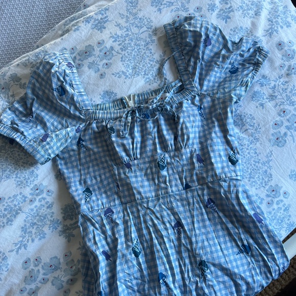 HVN Ice cream print blue gingham dress size 6 - Picture 2 of 5